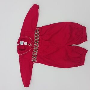 Vintage Willbeth Smocked Red Baby Romper (6 Month)